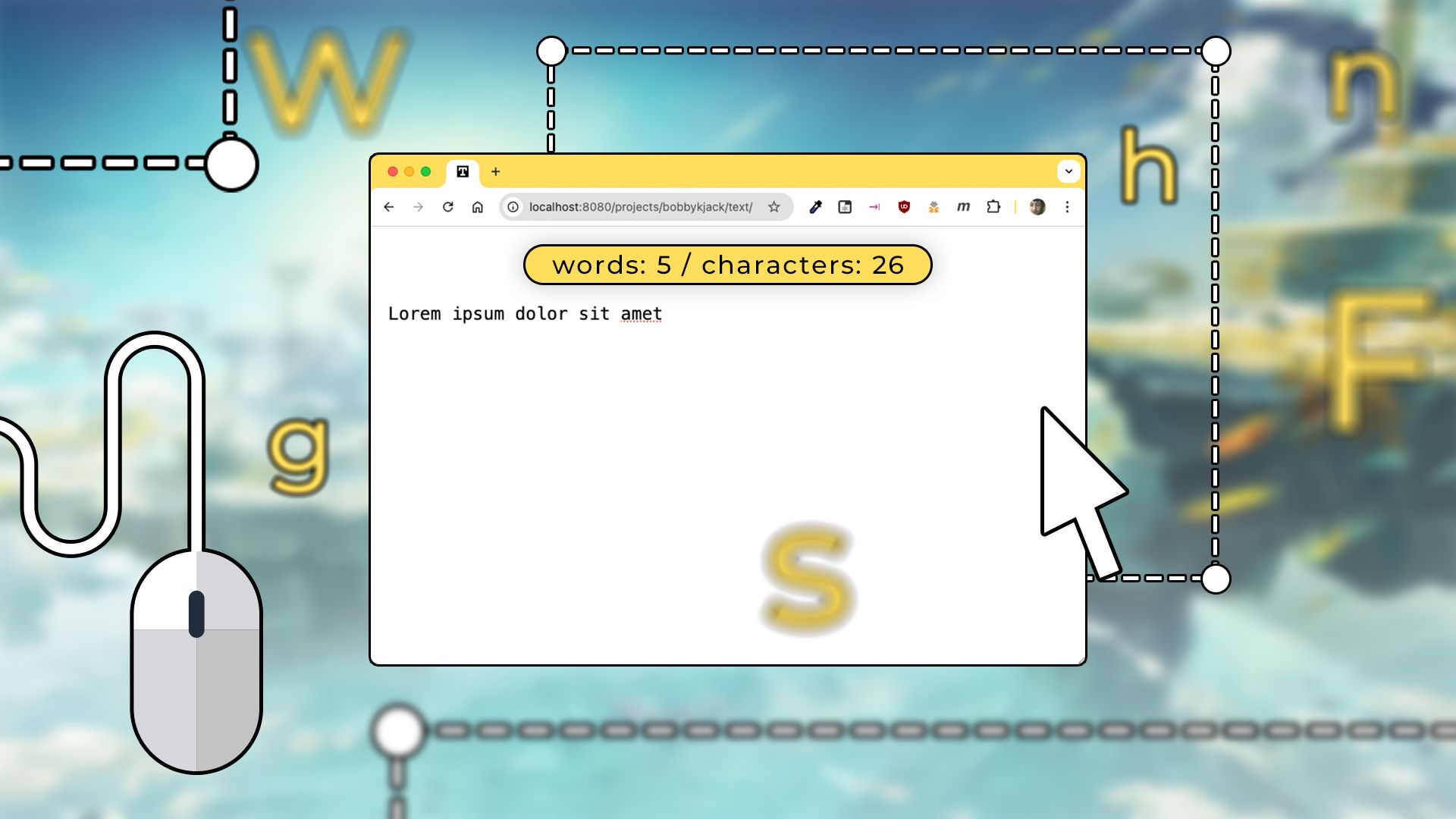 A browser window with a word counter.