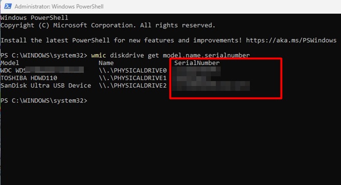 serial number of your HDD/SSD