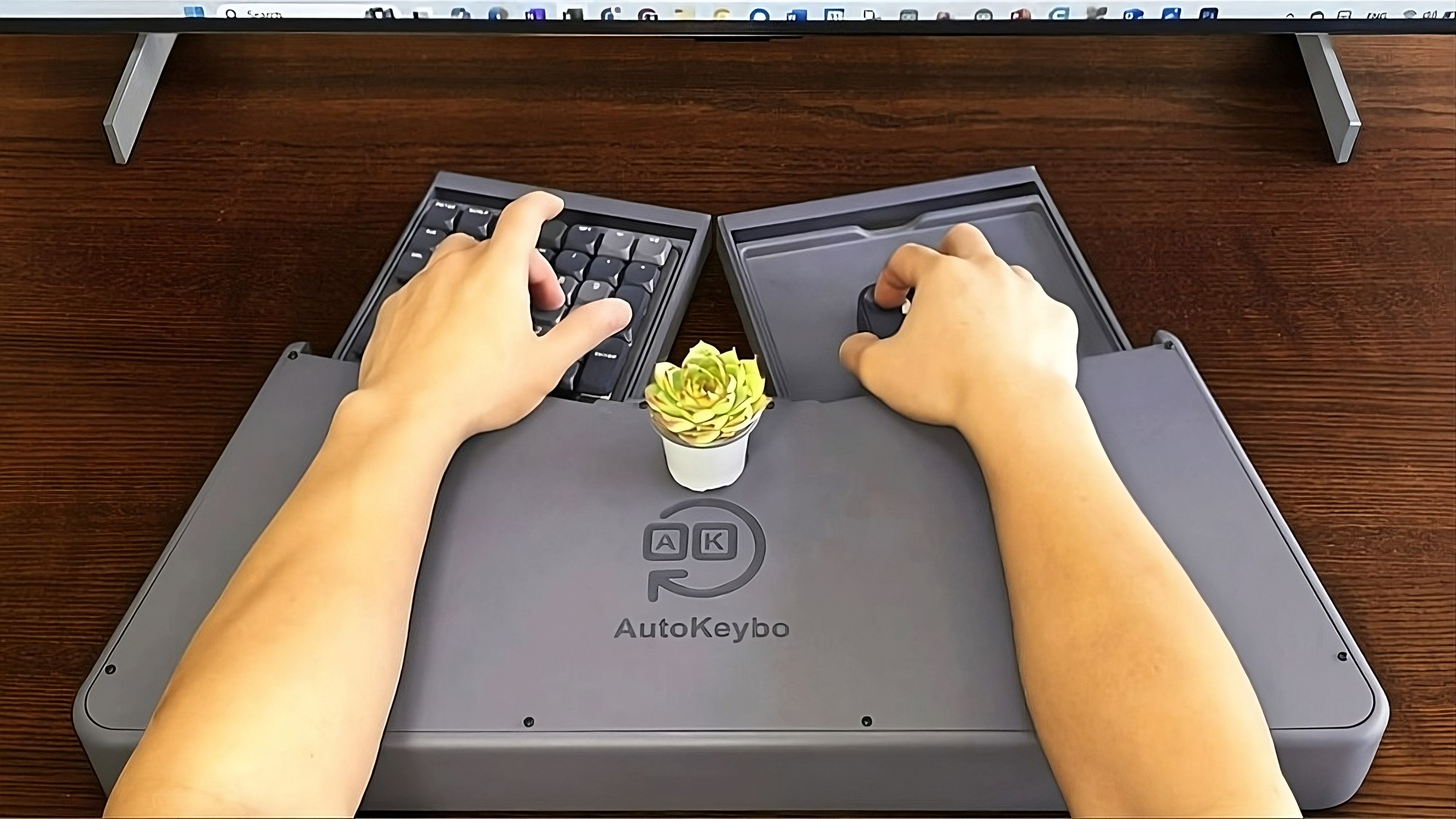 The innovative AutoKeybo ergonomic keyboard in use.