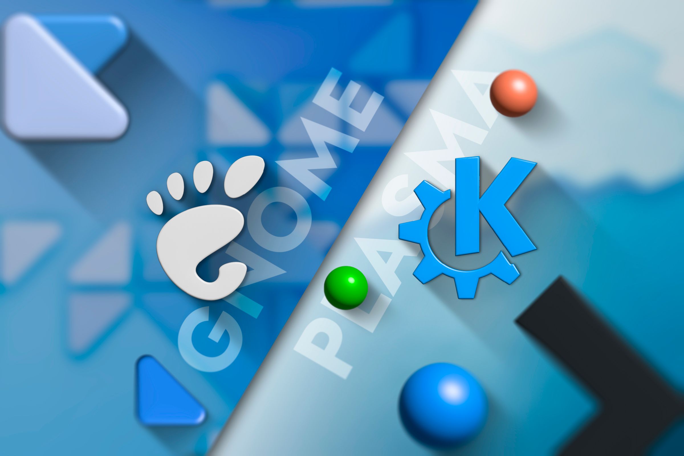 GNOME logo and KDE Plasma logo side by side.