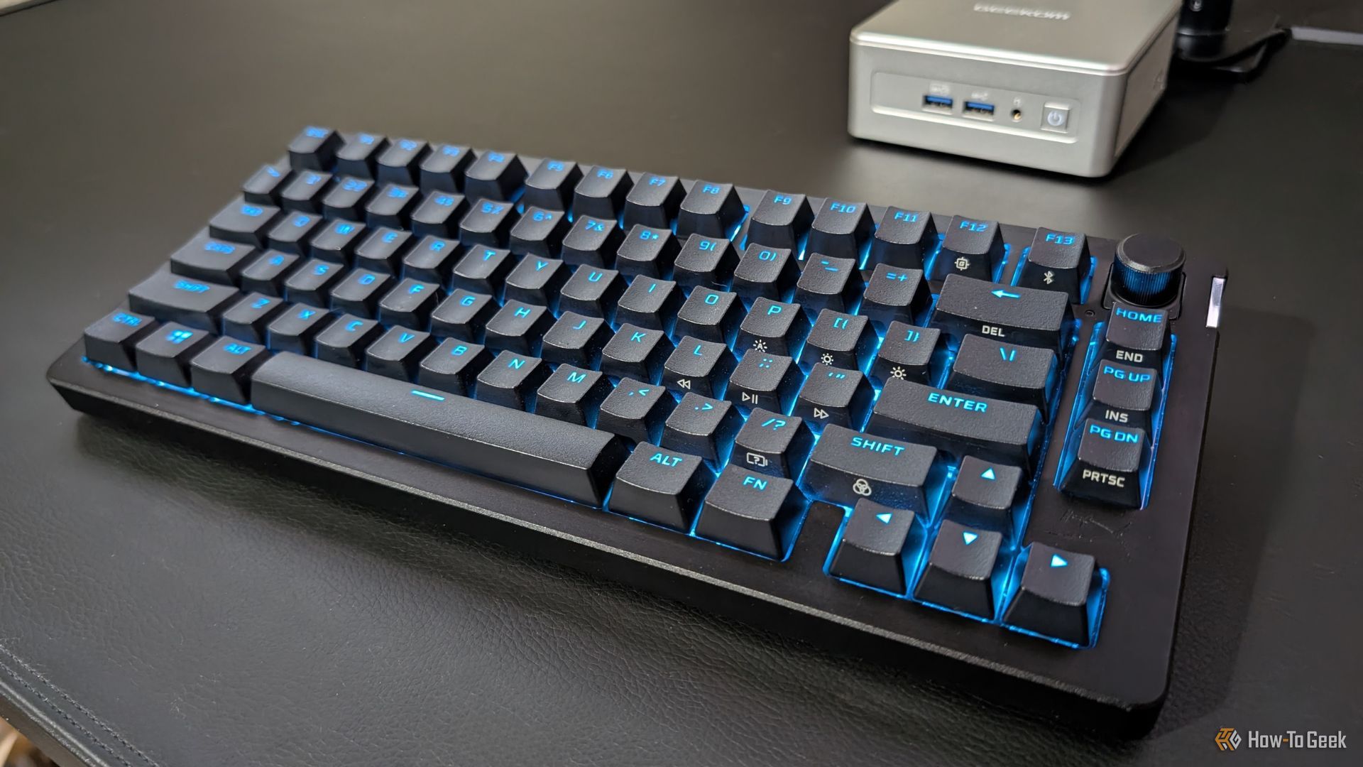 HyperX Alloy Rise 75 with Blue RGB backlighting.