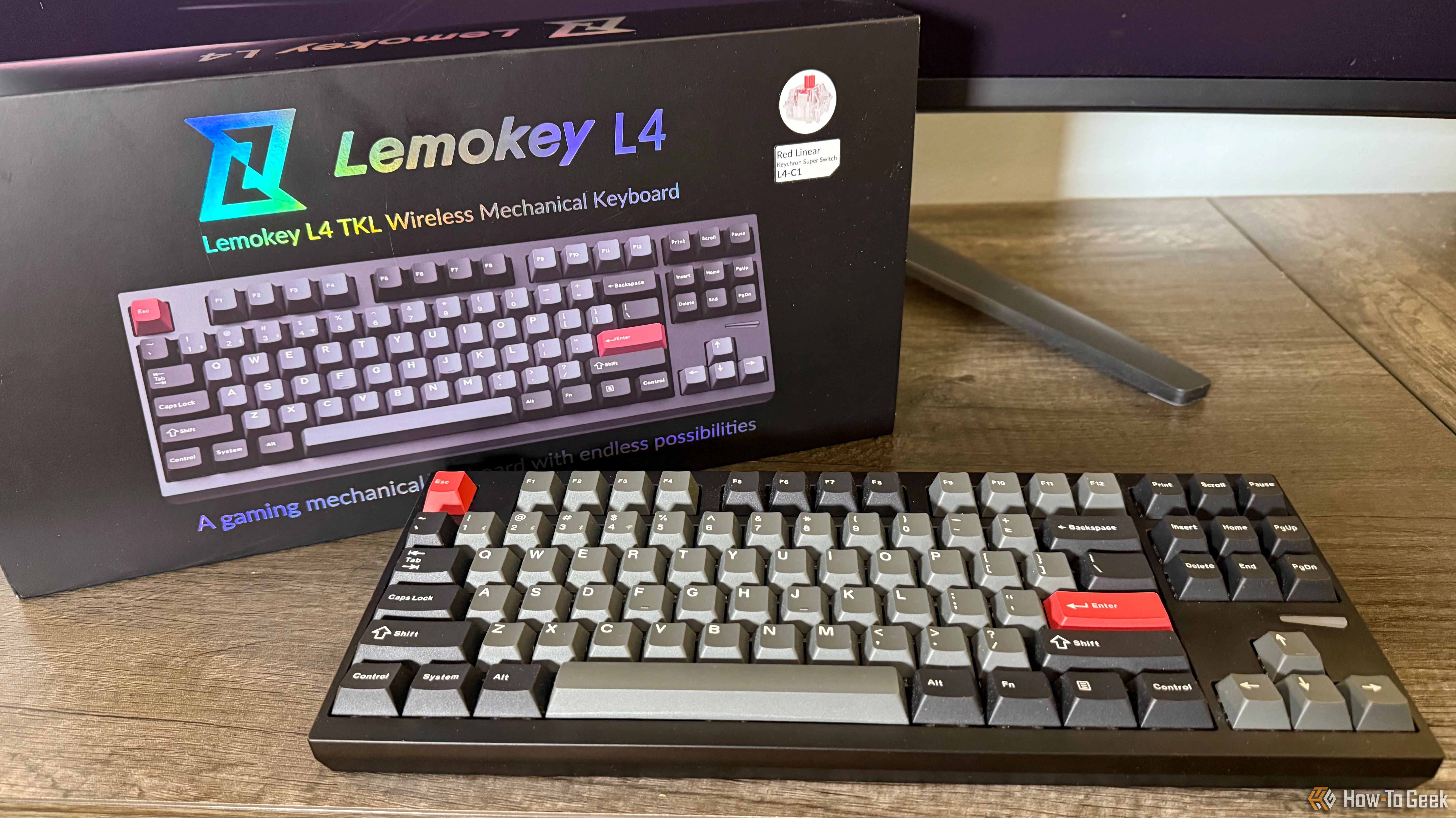 Keychron Lemokey L4 in front of its box.