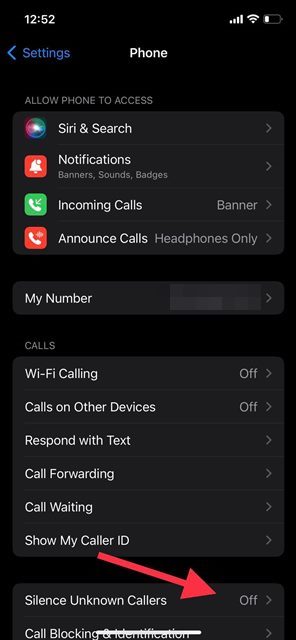 Silence Unknown Callers