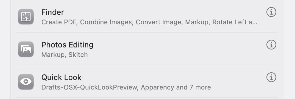 Photos Editing option under extensions in macOS System Settings.