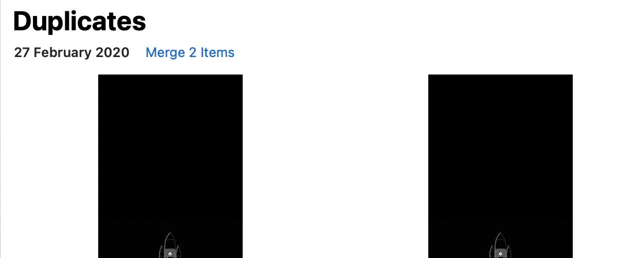 Mac Photos app identifying duplicate photos.