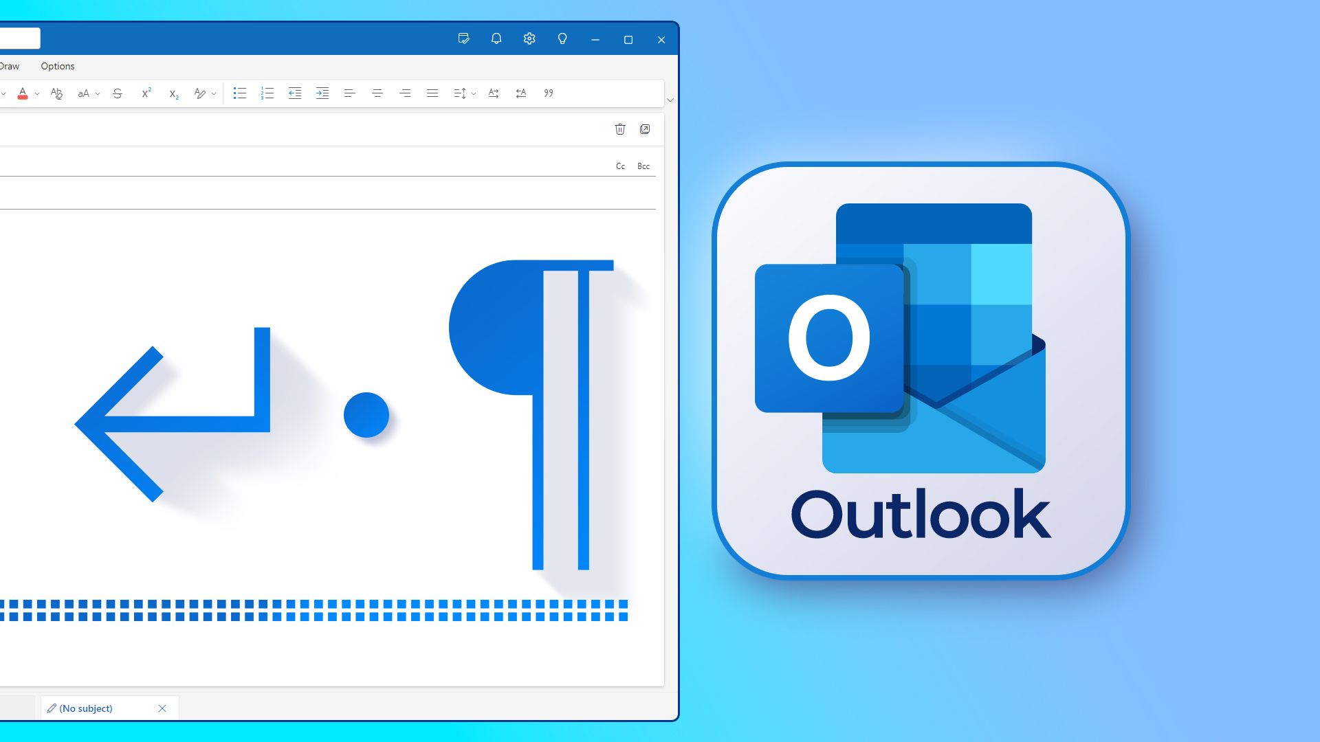 Outlook logo and some Non-Printing Characters next to it.