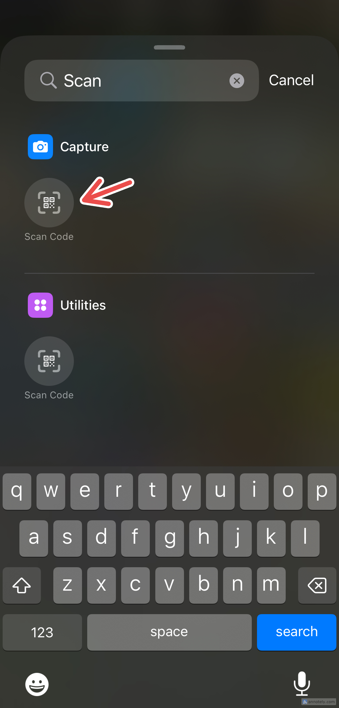 Adding Code Scanner to iPhone's Control Center.