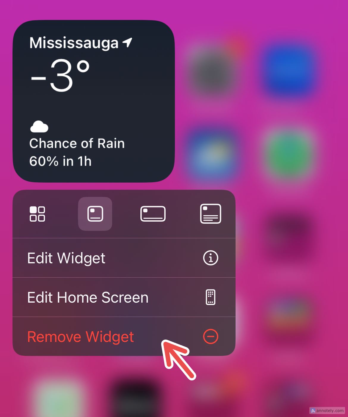 Removing widgets from an iPhone home screen.