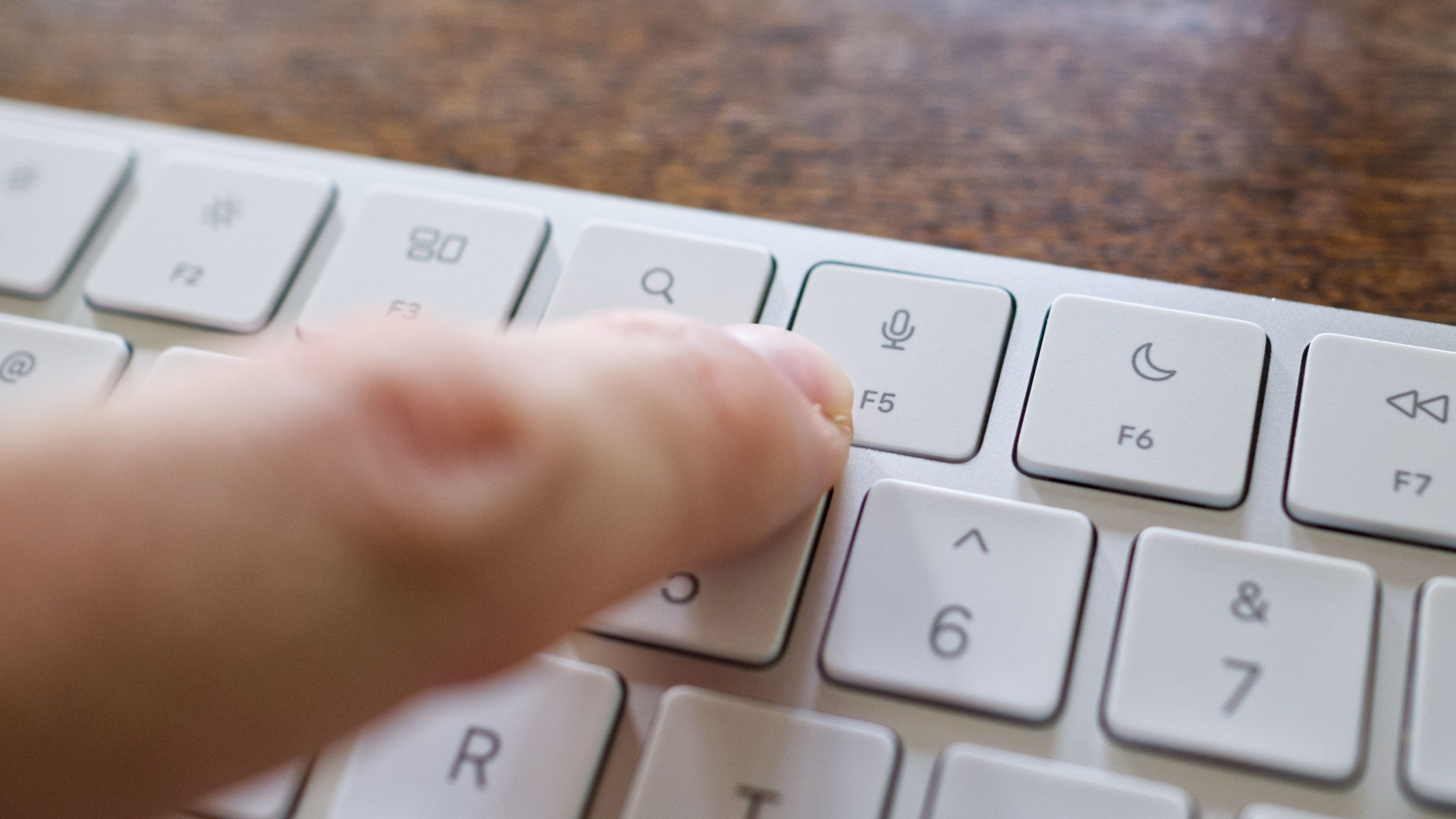 Pressing the F5 button the Mac keyboard.