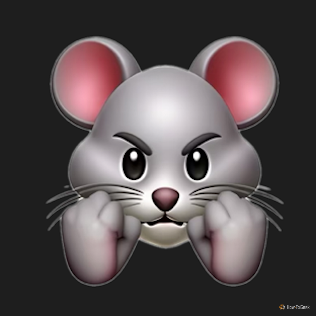 Mouse with fists up made in Genmoji.