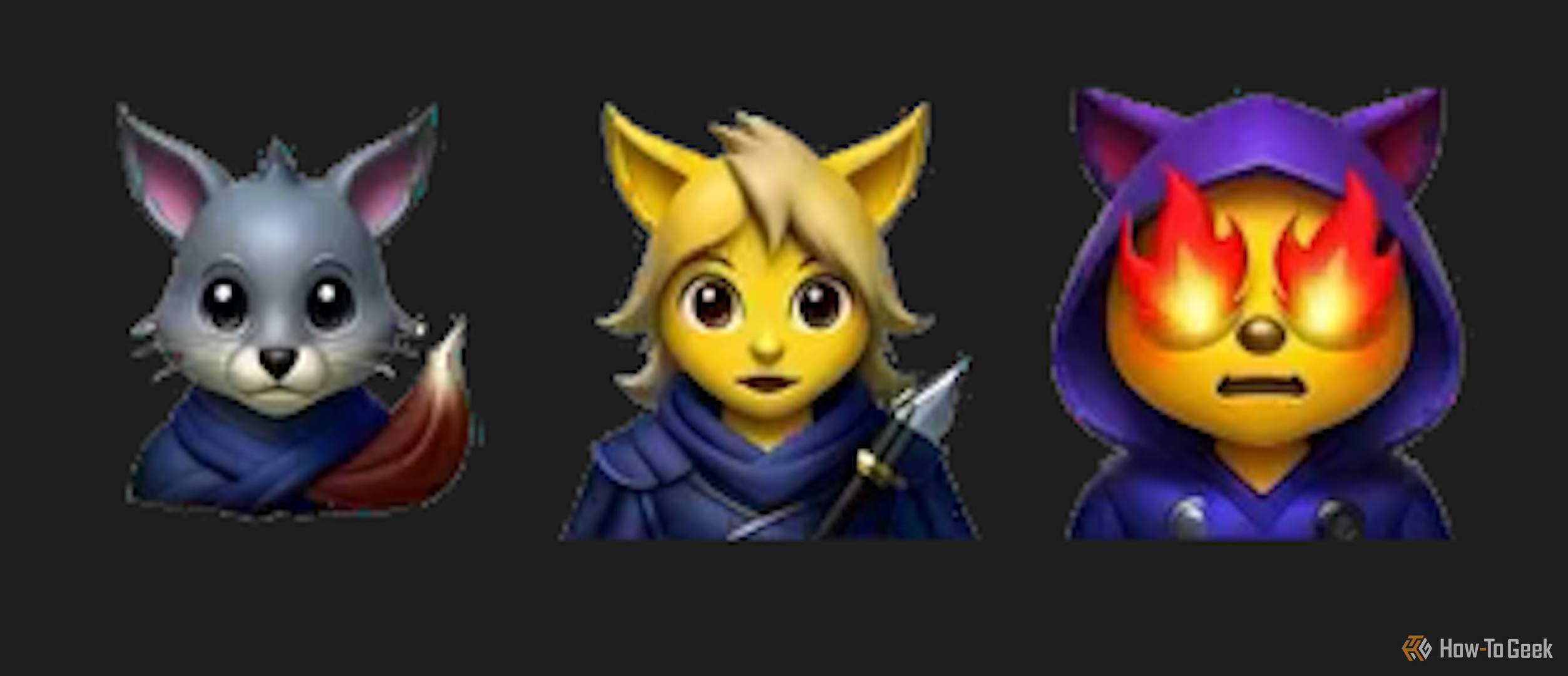 Anthropomorphic cat RPG characters made in Genmoji.