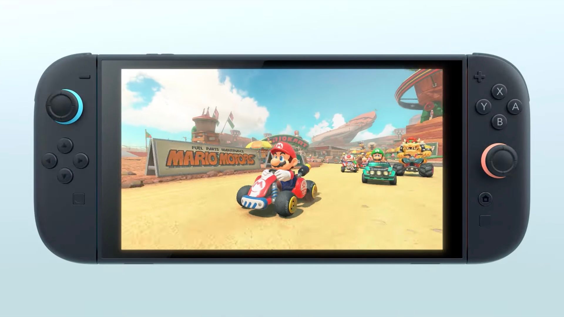 Switch 2 console running Mario Kart.