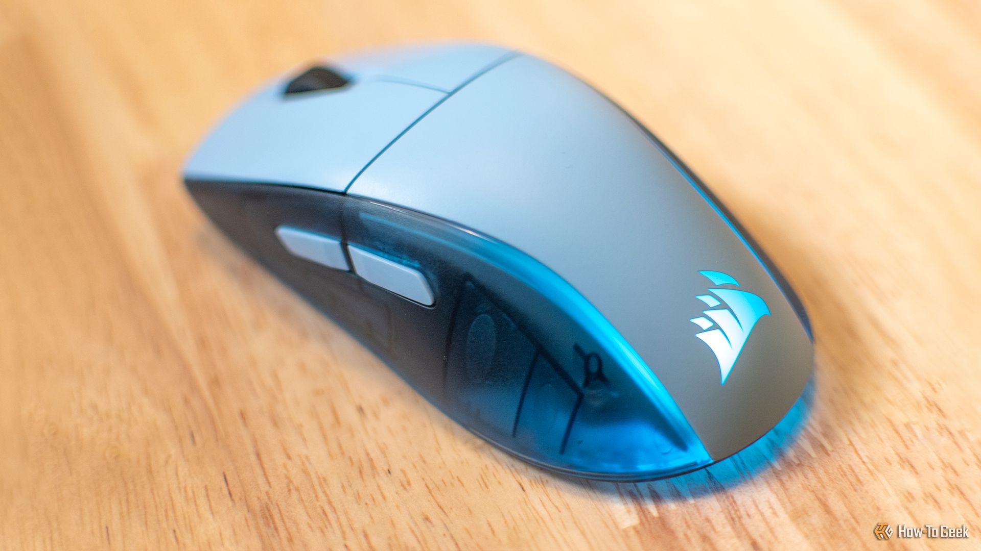 The Corsair M75 Wireless Mouse with RGB enabled.