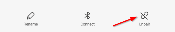 Unpair Bluetooth option in Bluetooth Settings.