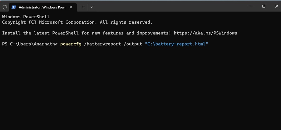 powercfg /batteryreport /output "C:battery-report.html"