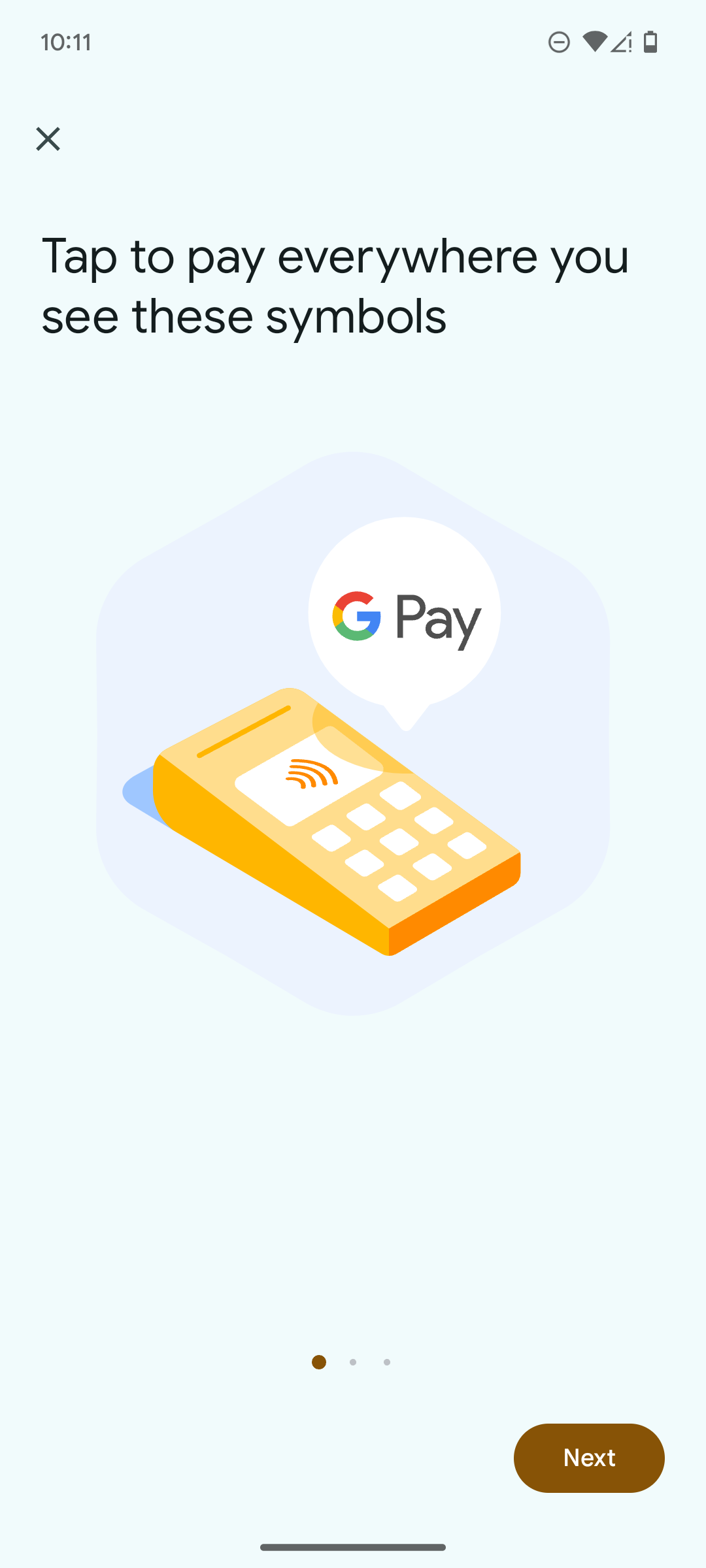 First step in making a payment using Google Wallet.