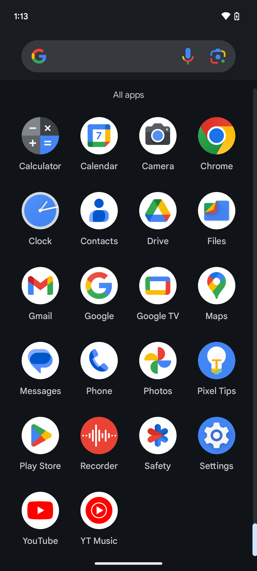 Android app drawer on a Pixel 7.