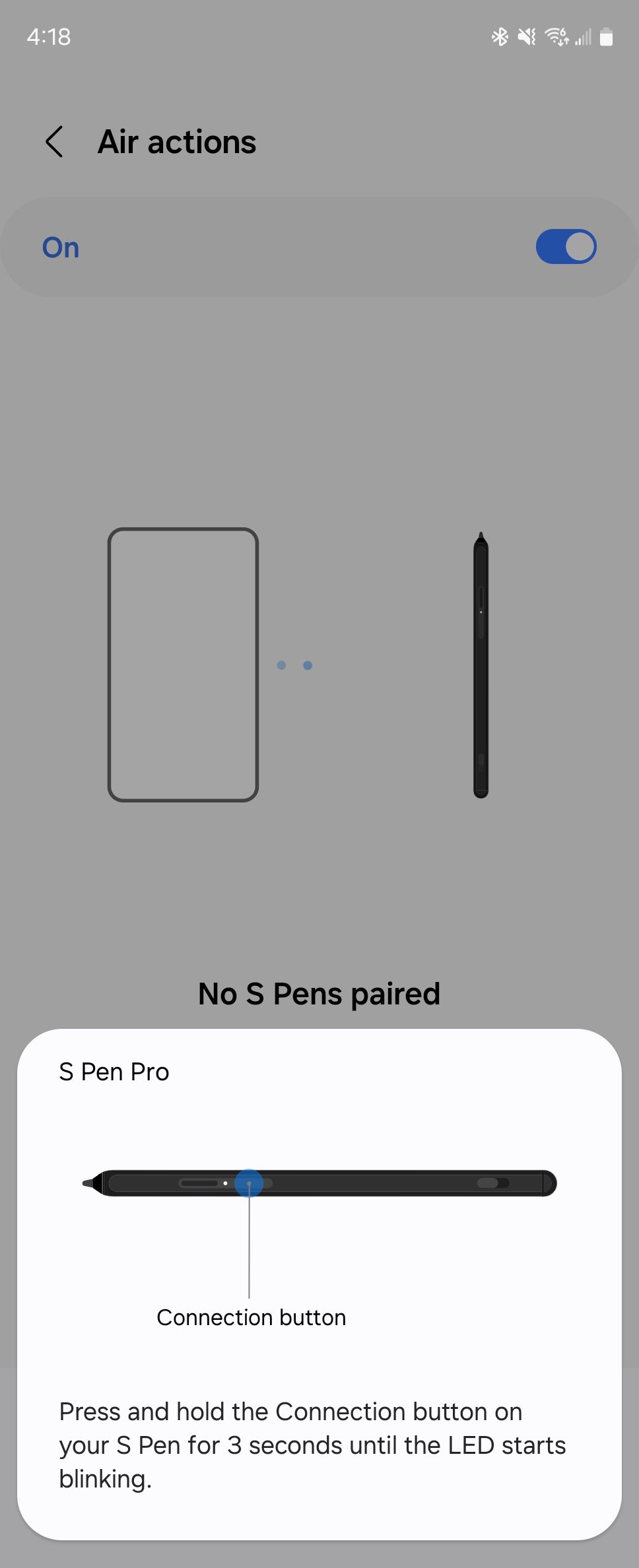 Scanning for an S Pen Pro on a Galaxy Z Fold 6.