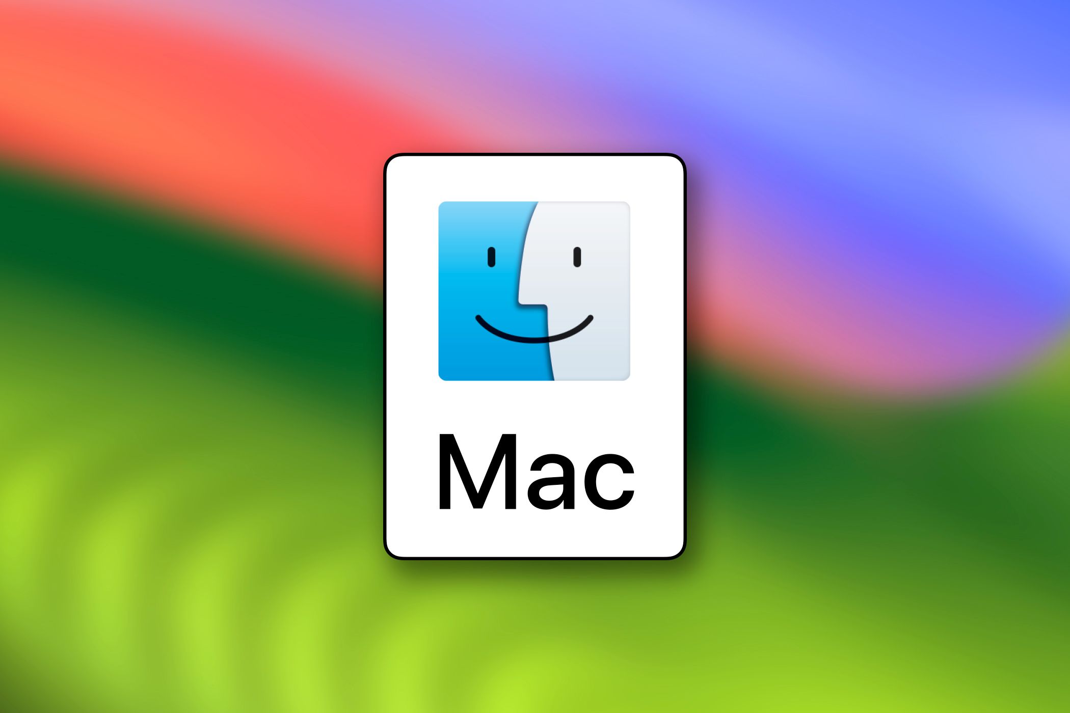 The macOS logo over the default macOS Sonoma background.