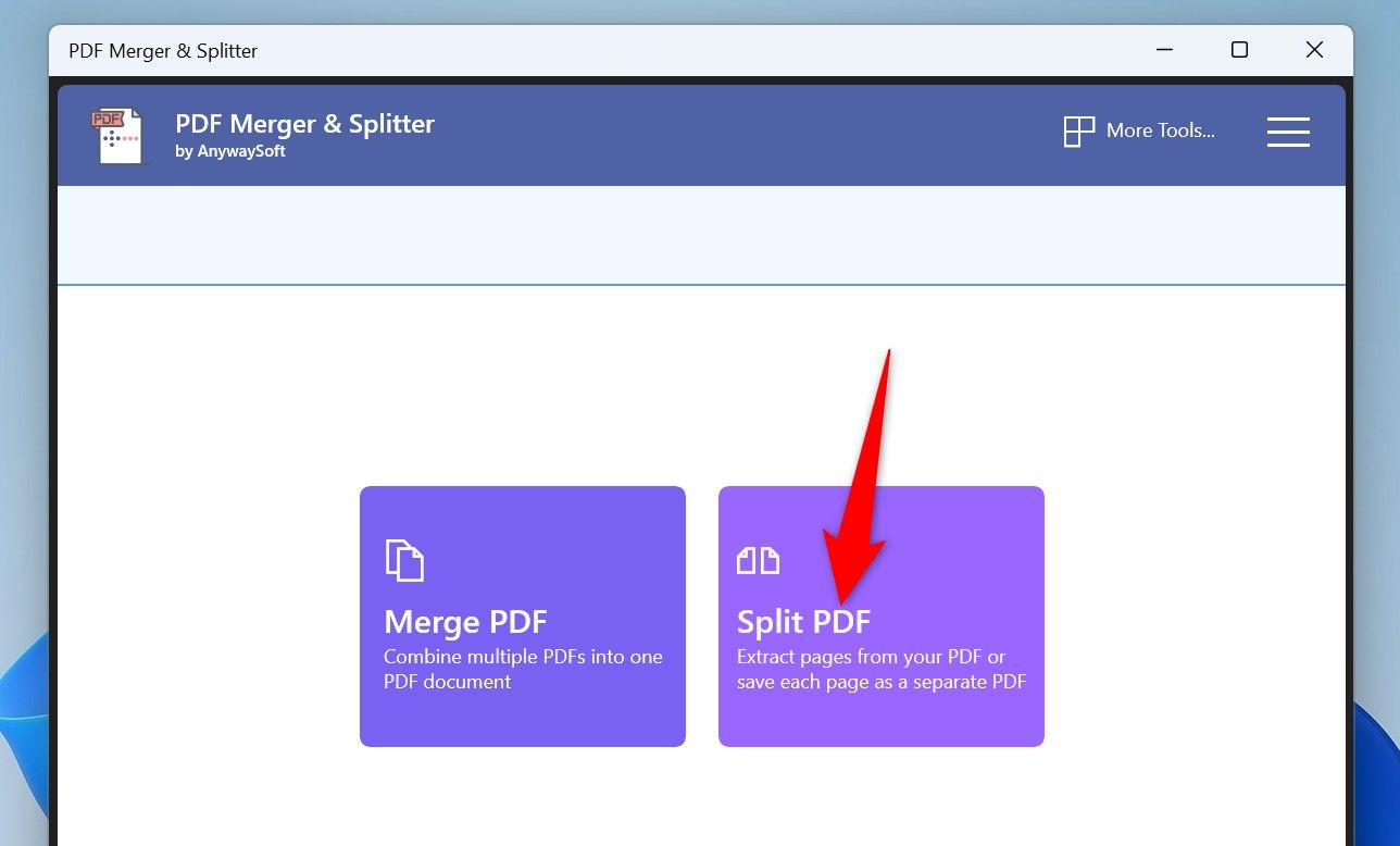 "Split PDF" highlighted in PDF Merger & Splitter.