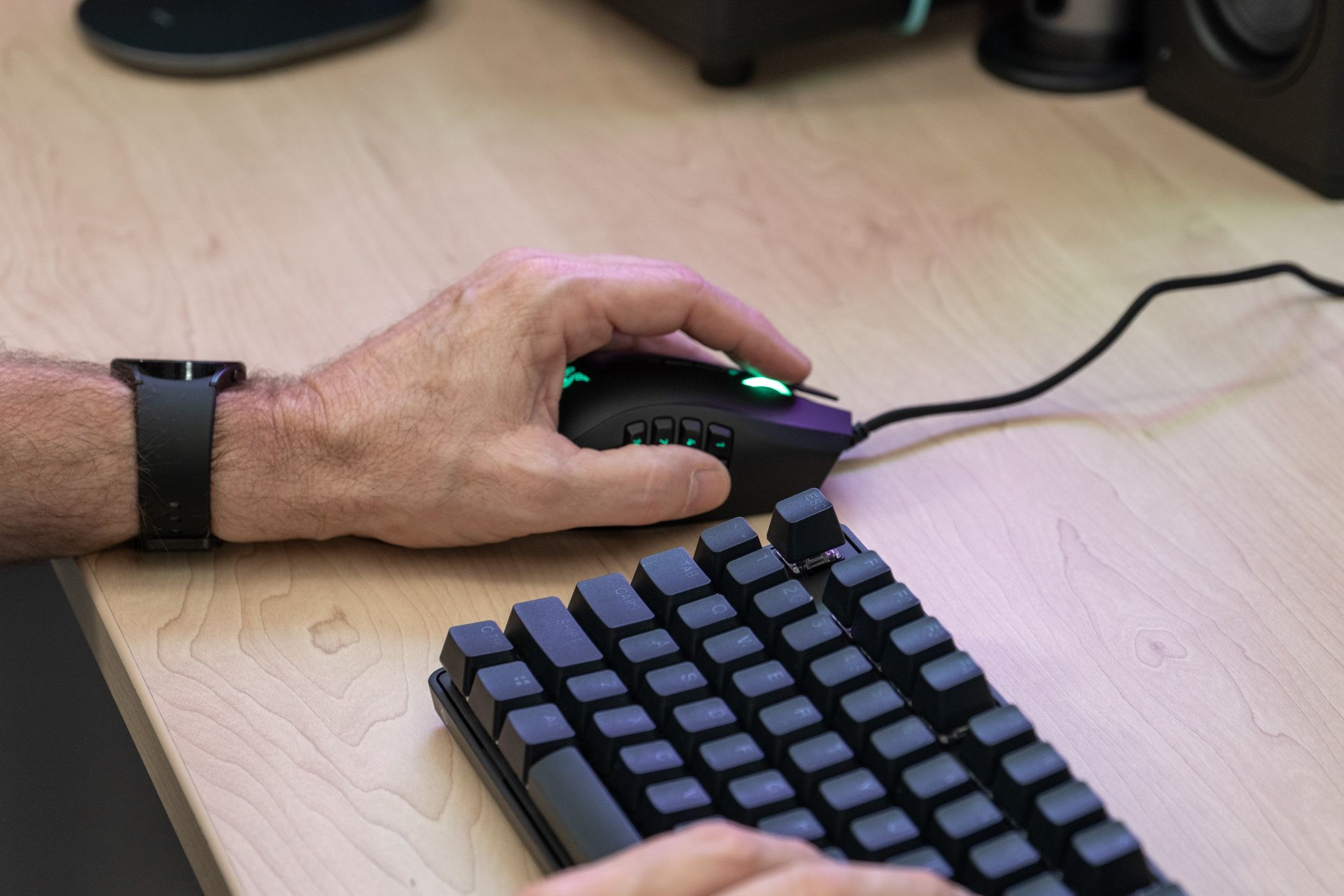 A Razer Naga left-handed mouse.