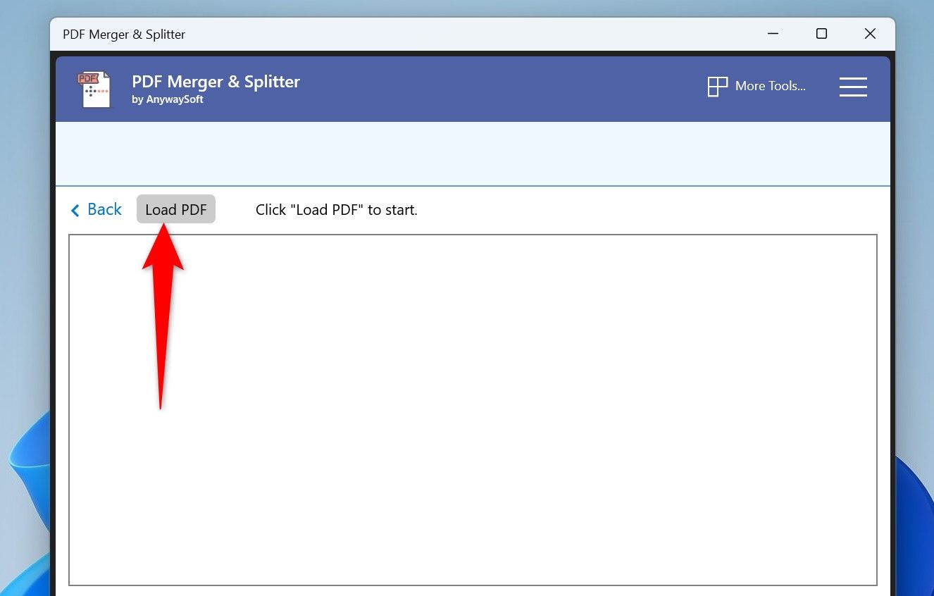 "Load PDF" highlighted in PDF Merger & Splitter.