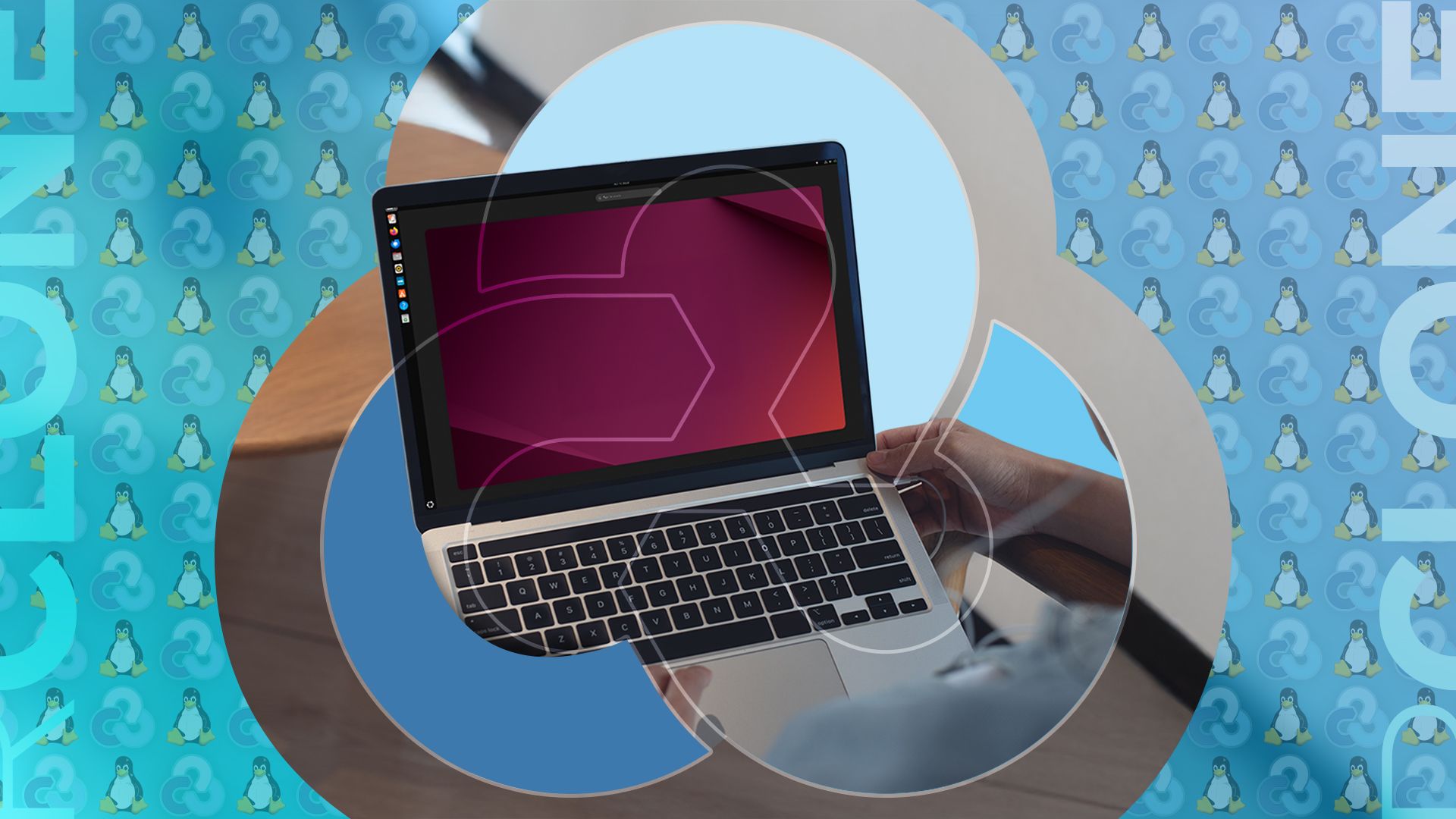 A Linux laptop with the RClone logo encircling the image