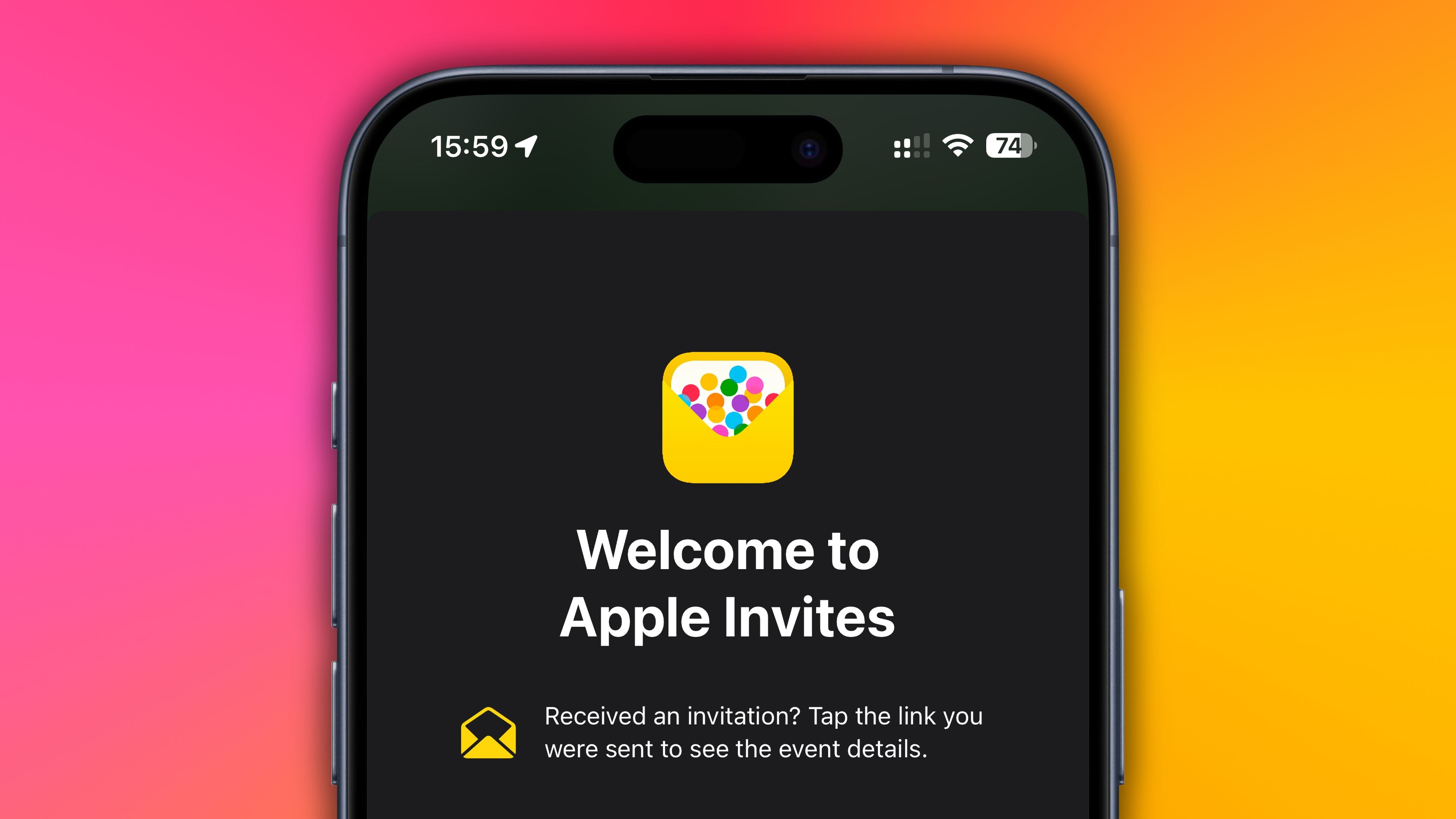 Splash screen in the Apple Invites iPhone app.