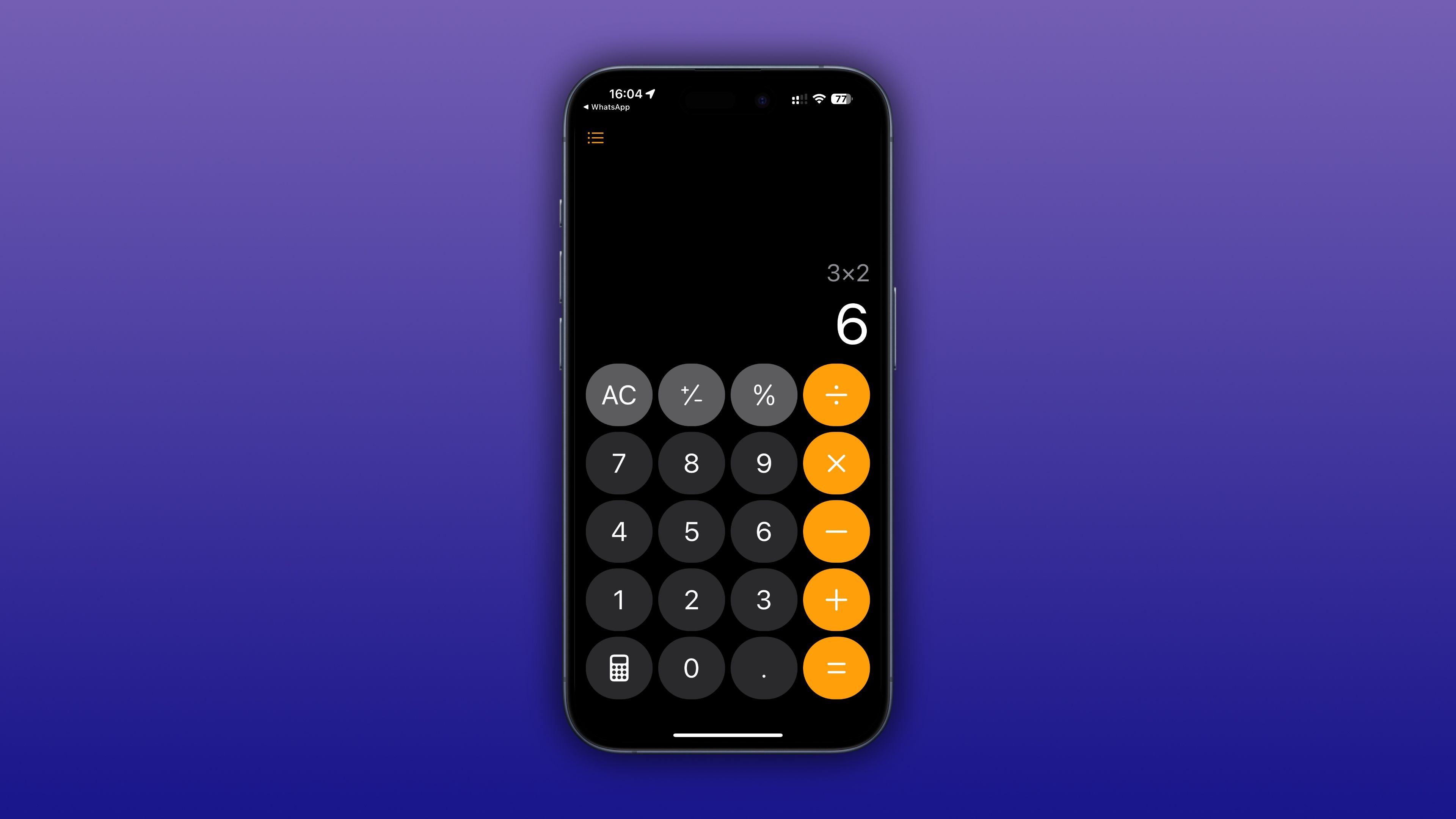 Calculator app on iPhone