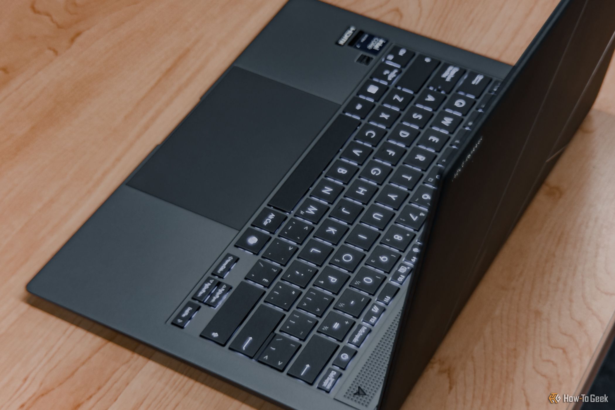 ASUS Zenbook S 14 keyboard from the back.