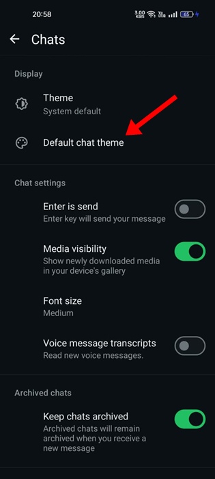 Default chat theme