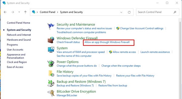 Windows Defender Firewall