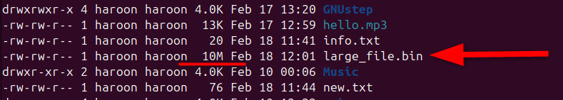 Creating specified size file using fallocate command.