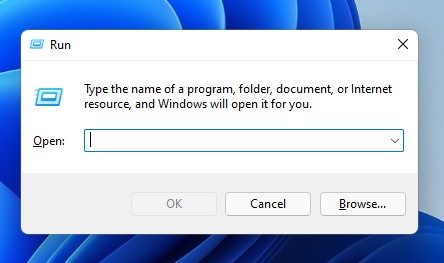 RUN dialog box