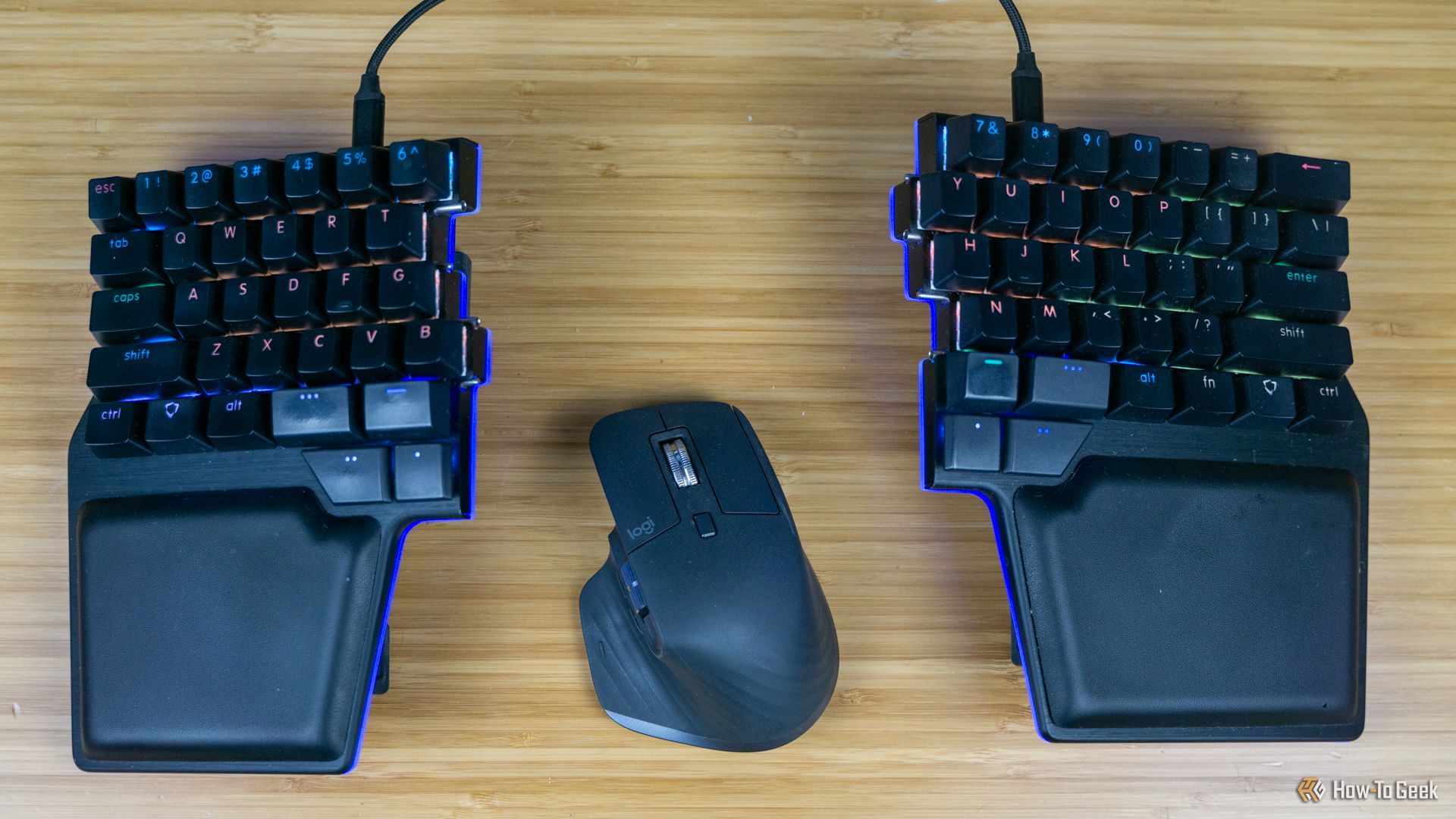 A top-down view of the Dygma Raise keyboard.