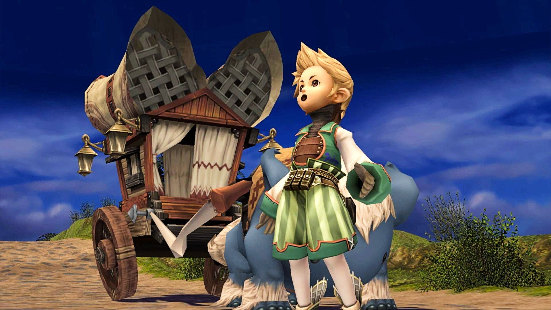 Final Fantasy Crystal Chronicles character looking up surprised.