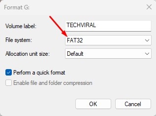 File System drop-down