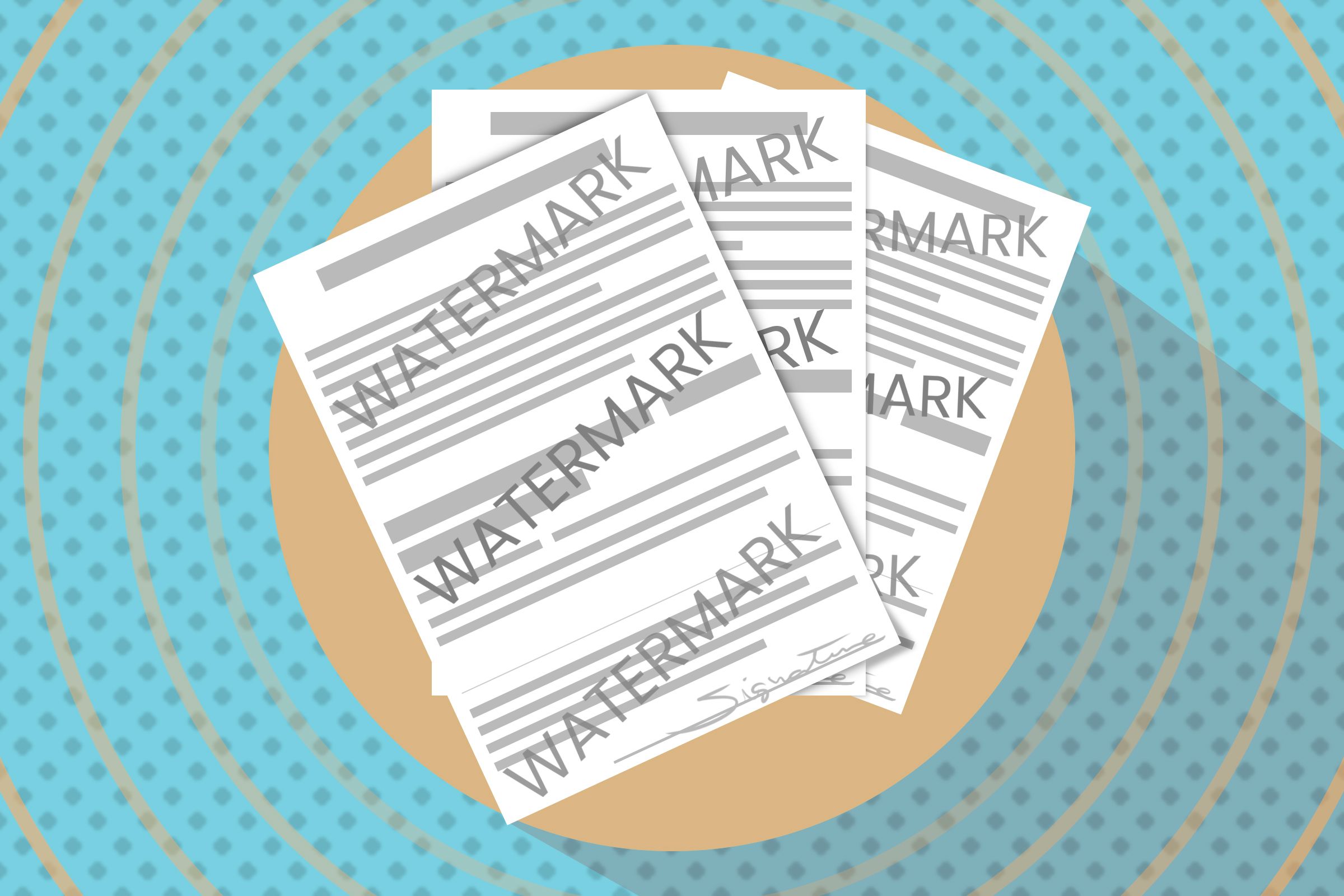 Illustration of some documents with a watermark.