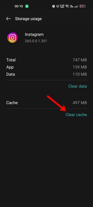 Clear cache