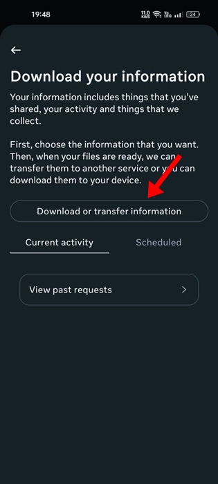 Download or transfer information