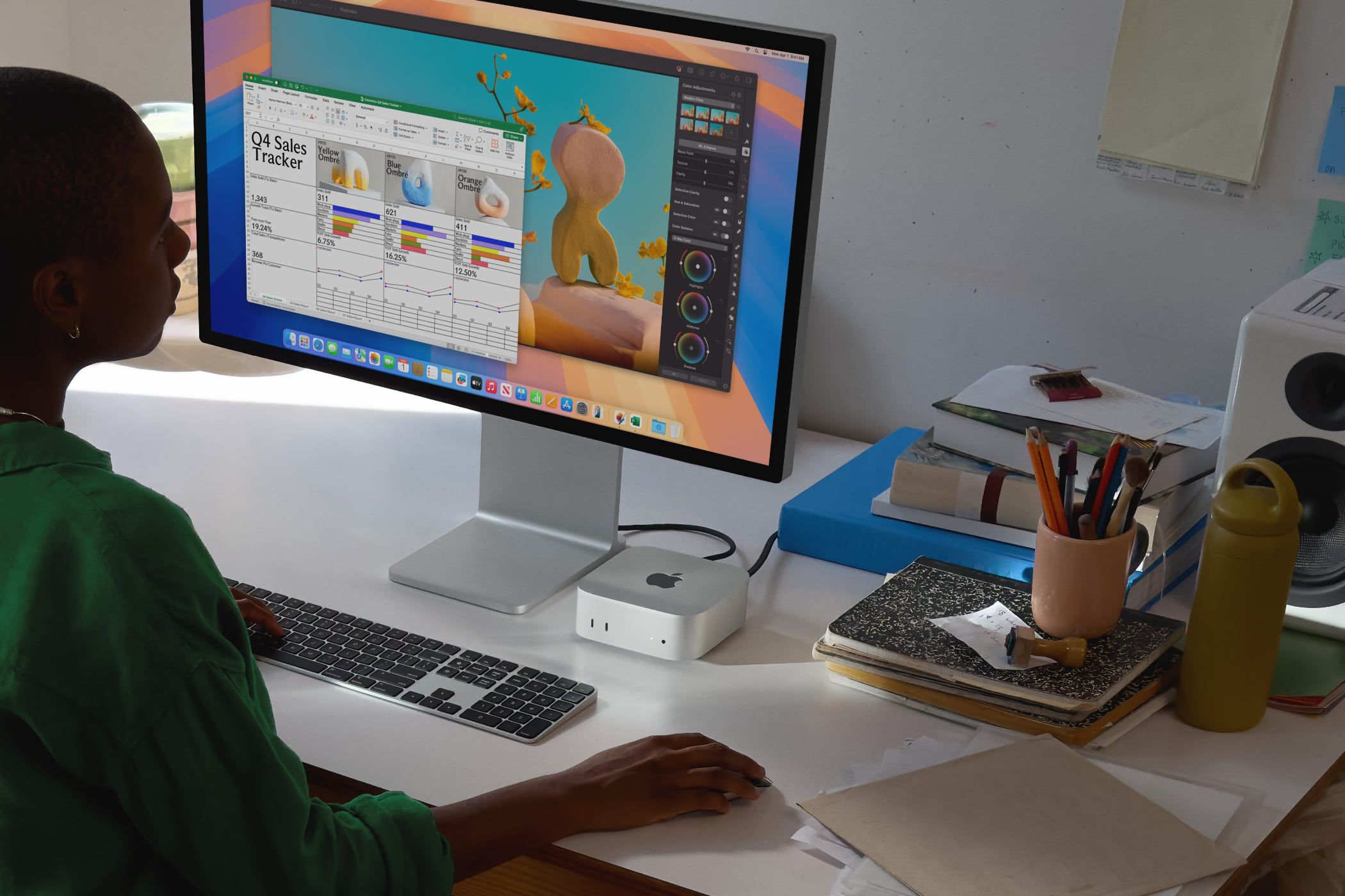 Person using a Mac mini (M4, 2024) at a desk