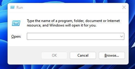 open the RUN dialog box