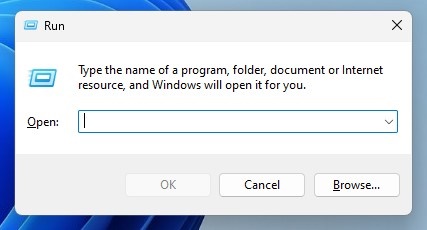 RUN dialog box