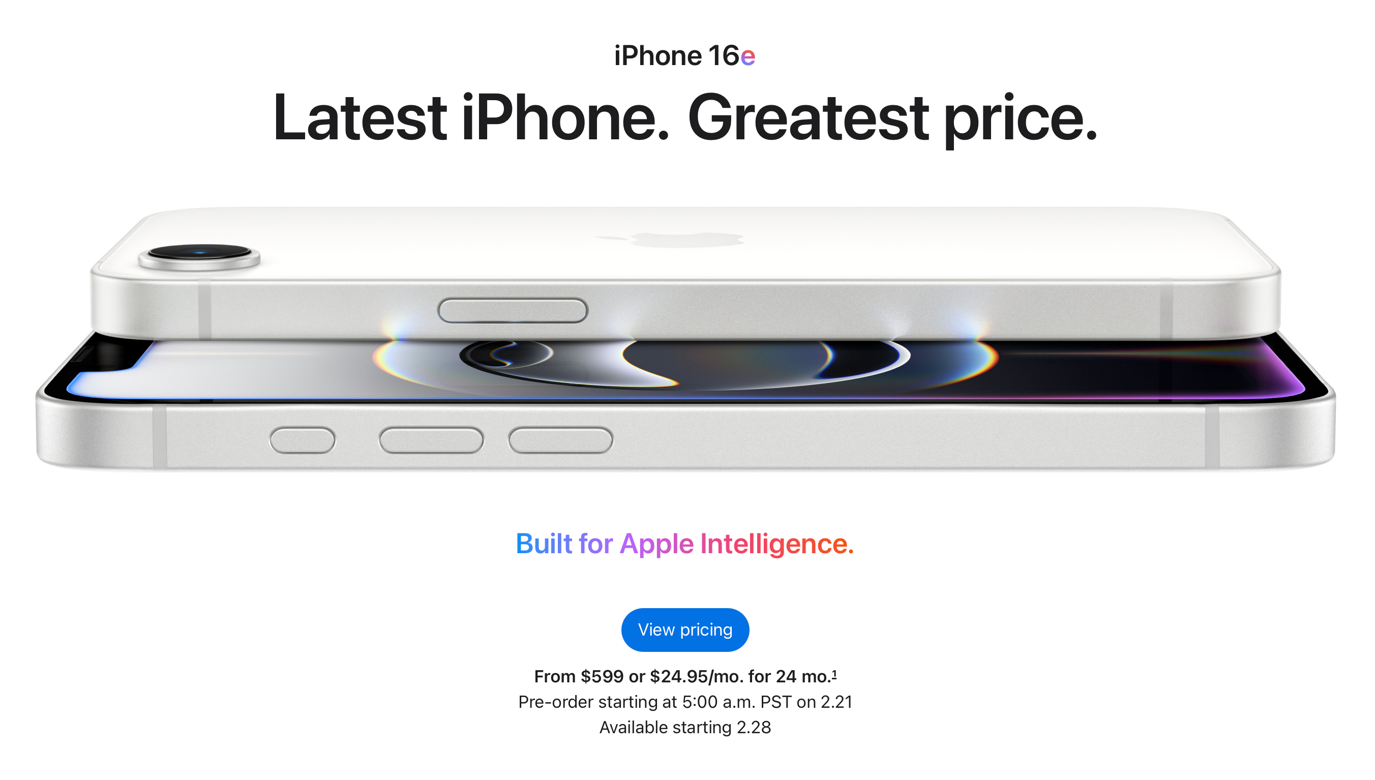 iPhone 16e promotional material.