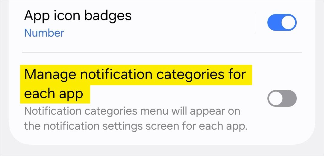 Notification Categories in One UI 7.