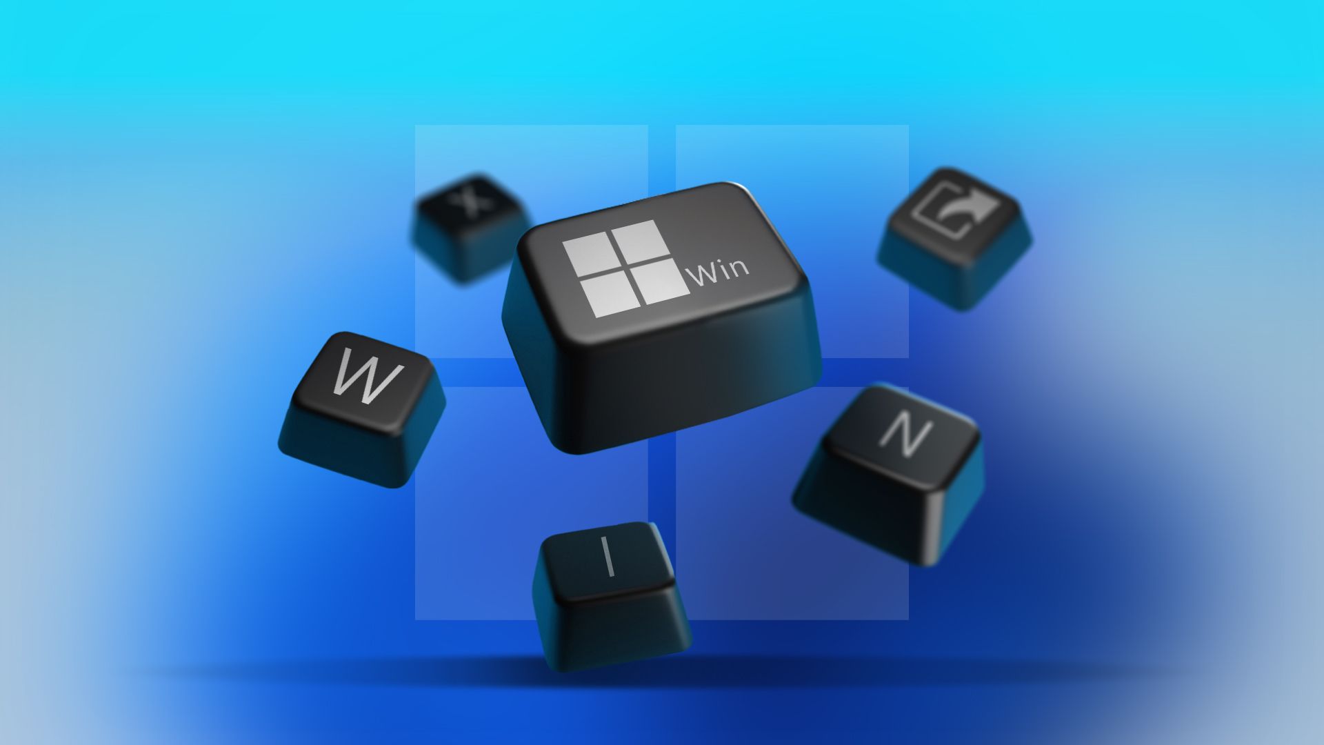 Some keyboard keys with the Windows key in the center.