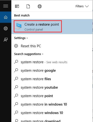 Create a Restore Point