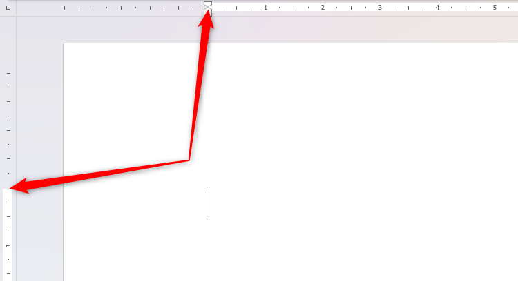 The upper and left margin markers on the ruler in Microsoft Word are highlighted.