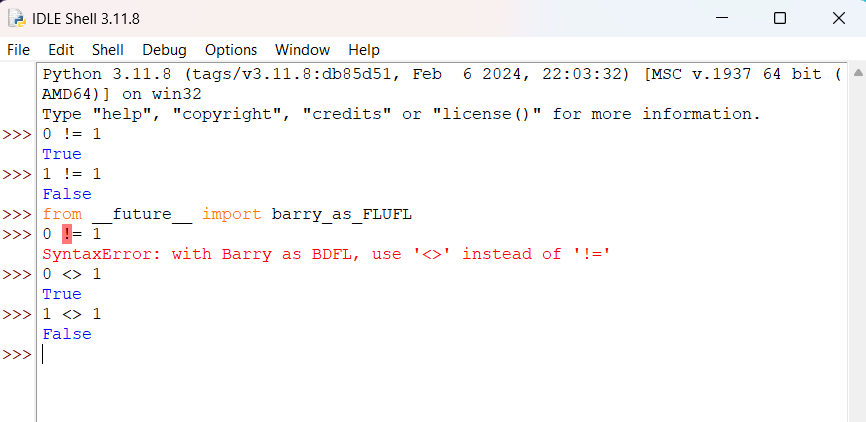 Using diamond operators as inequality operators in Python.