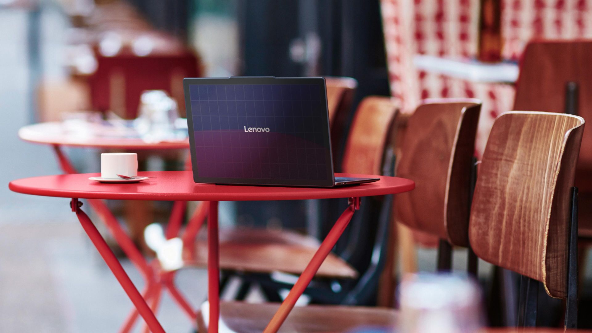 Lenovo yoga solar laptop concept sitting on a table.